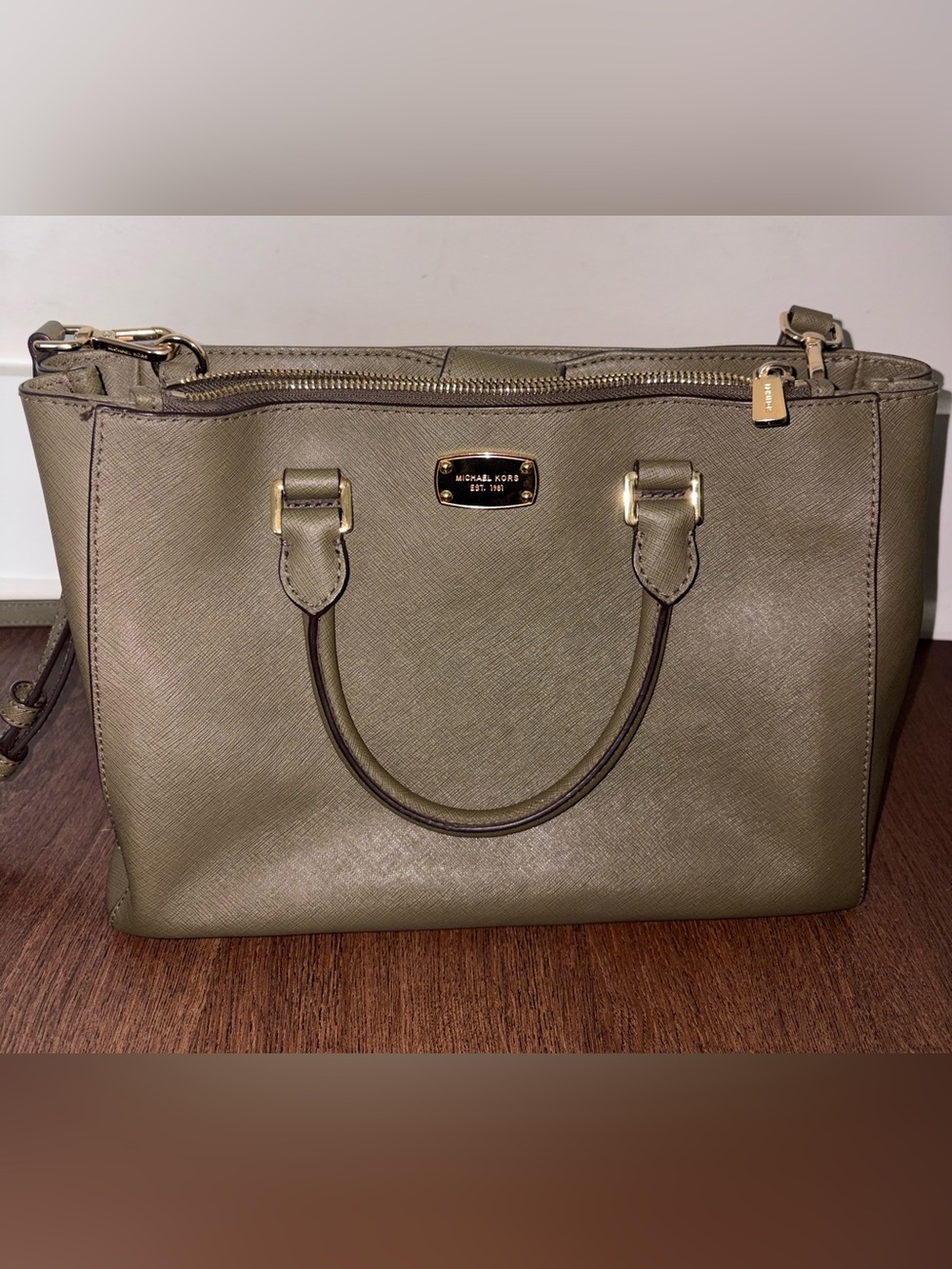 Michael Kors Olive Green Saffiano Leather Purse